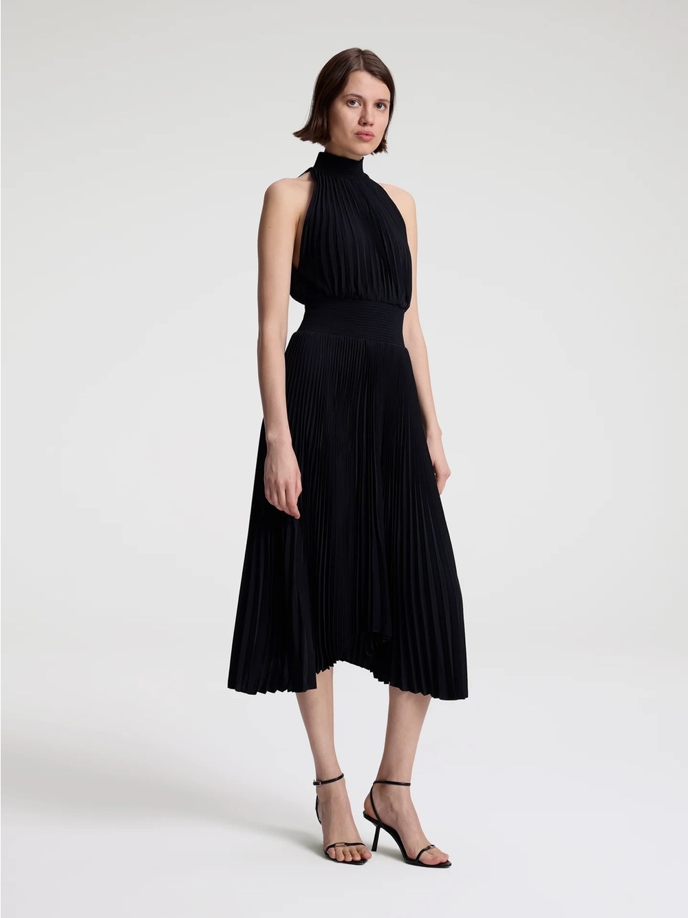 A.L.C. Renzo Pleated Midi Dress -Black